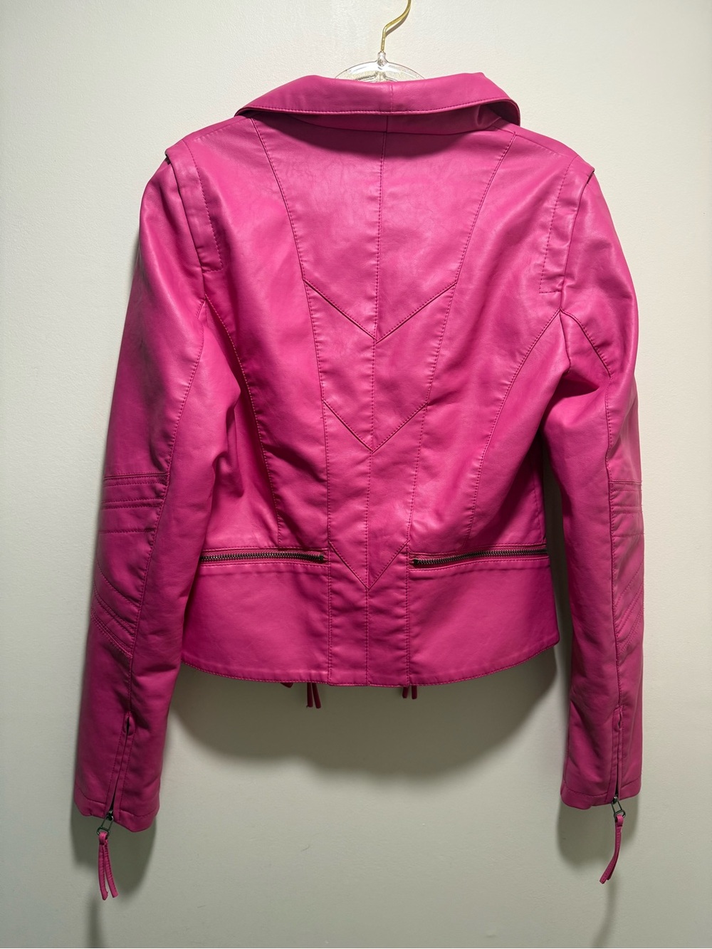 NWT Lulus Up on a Tuesday- Hot Pink vegan leather Jacket - Picture 3 of 4